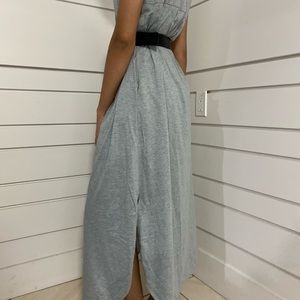 a long plain grey dress